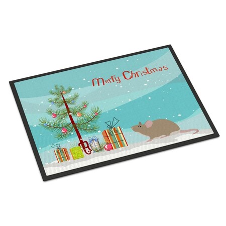 Carolines Treasures 24 x 36 in. Grey Domestic Mouse Merry Christmas Indoor or Outdoor Mat CK4462JMAT